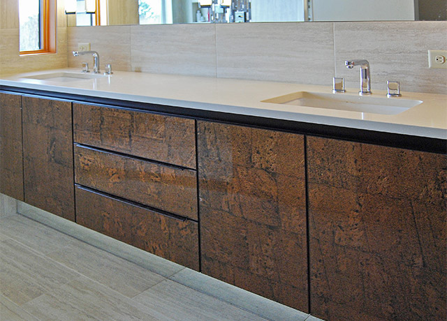 Noche Grigio Laminated Glass Cabinets - Kitchen
