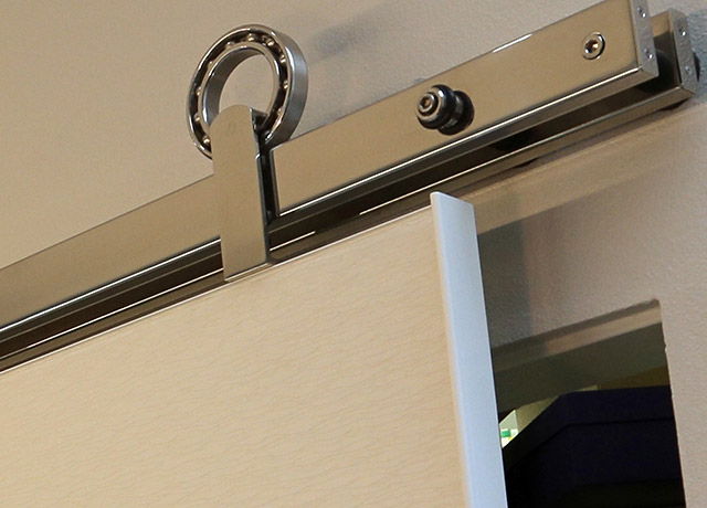 Black and White Bathroom - Sliding Door Detail