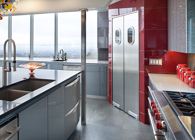 Noche Grigio Laminated Glass Cabinets - Pantry
