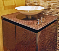 Sink with brown hide